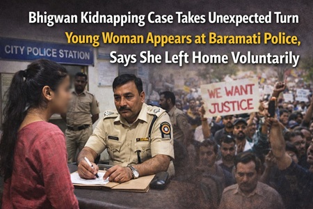 Bhigwan kidnapping case – young woman arrives at Baramati police station giving statement, police investigation ongoing