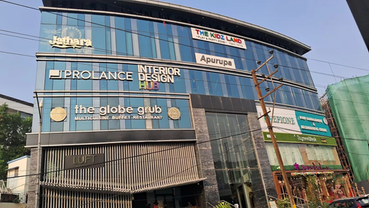 Firefighters battle a large blaze at the Mangalya Gowri Saree Showroom in Jubilee Hills, Hyderabad