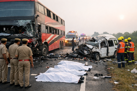 Yamuna Expressway accident aftermath with emergency responders at crash scene